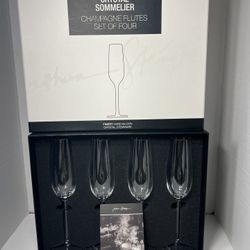 Joshua Steinberg Crystal Sommelier Clear Champagne Flutes Set Of 4 NEW in Box