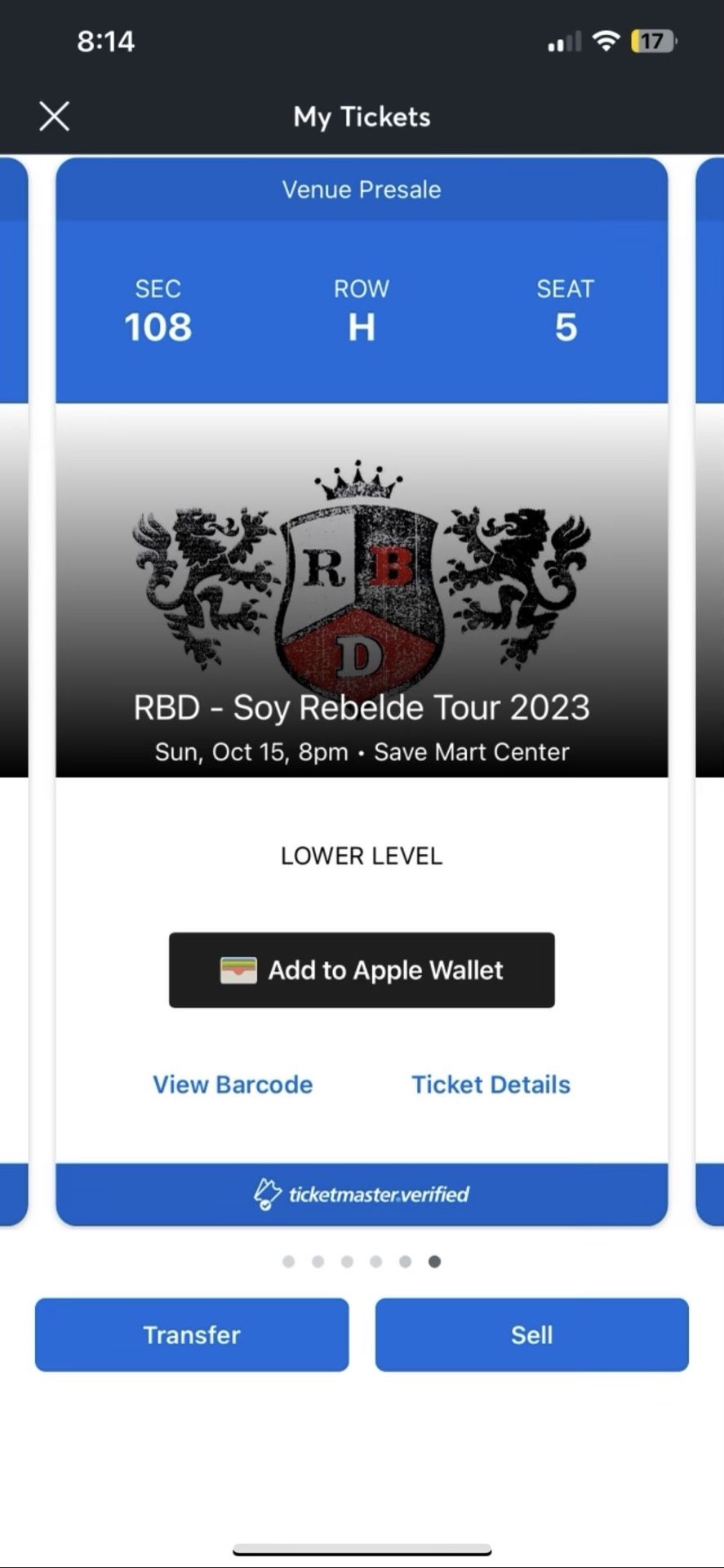 RBD Concert Tickets