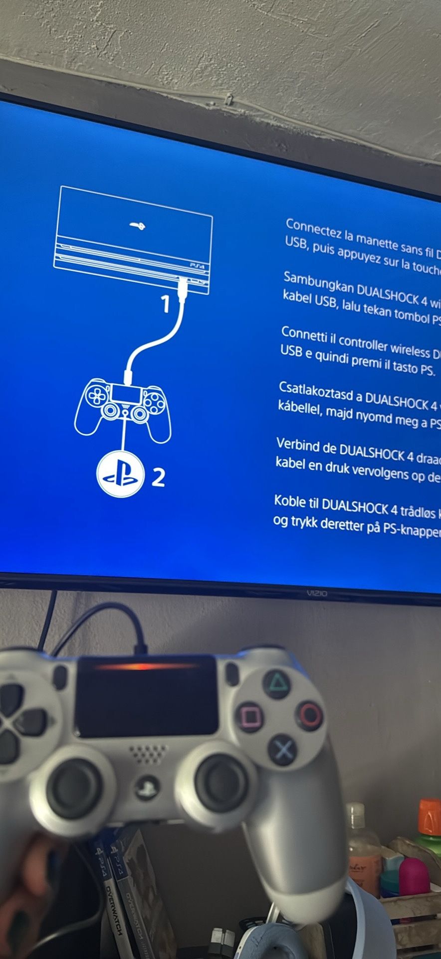 PS4 and Controller, +2 Games