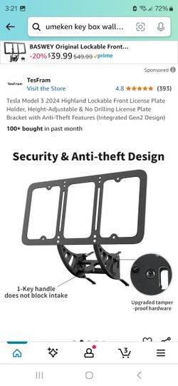 Tesla Model 3 2024 Highland Lockable Front License Plate Holder