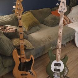 Fender Jazz Squire, Stingray Sterling(made By Fender), Fender Rumble 40  Bass Amp(110wtts)