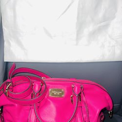 Michael Kors Bedford Medium Leather Satchel In Fuschia