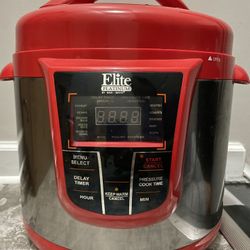 Elite Platinum 8 Quart 14-in-1 Multi-Use Programmable Pressure Cooker, Slow Cooker, Rice Cooker, Sauté, and Warmer - red