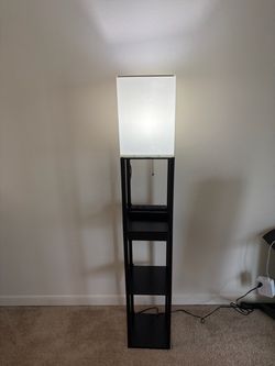 SUNMORY Floor Lamp with Shelves, Solid Wood Shelf Lamps for Living Room