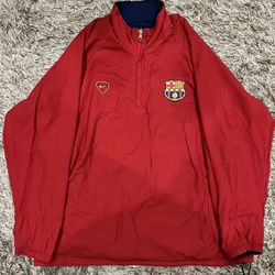 RARE Nike FCB FC Barcelona Half Zip Reversible Jacket Coat Blue Red XL 00s