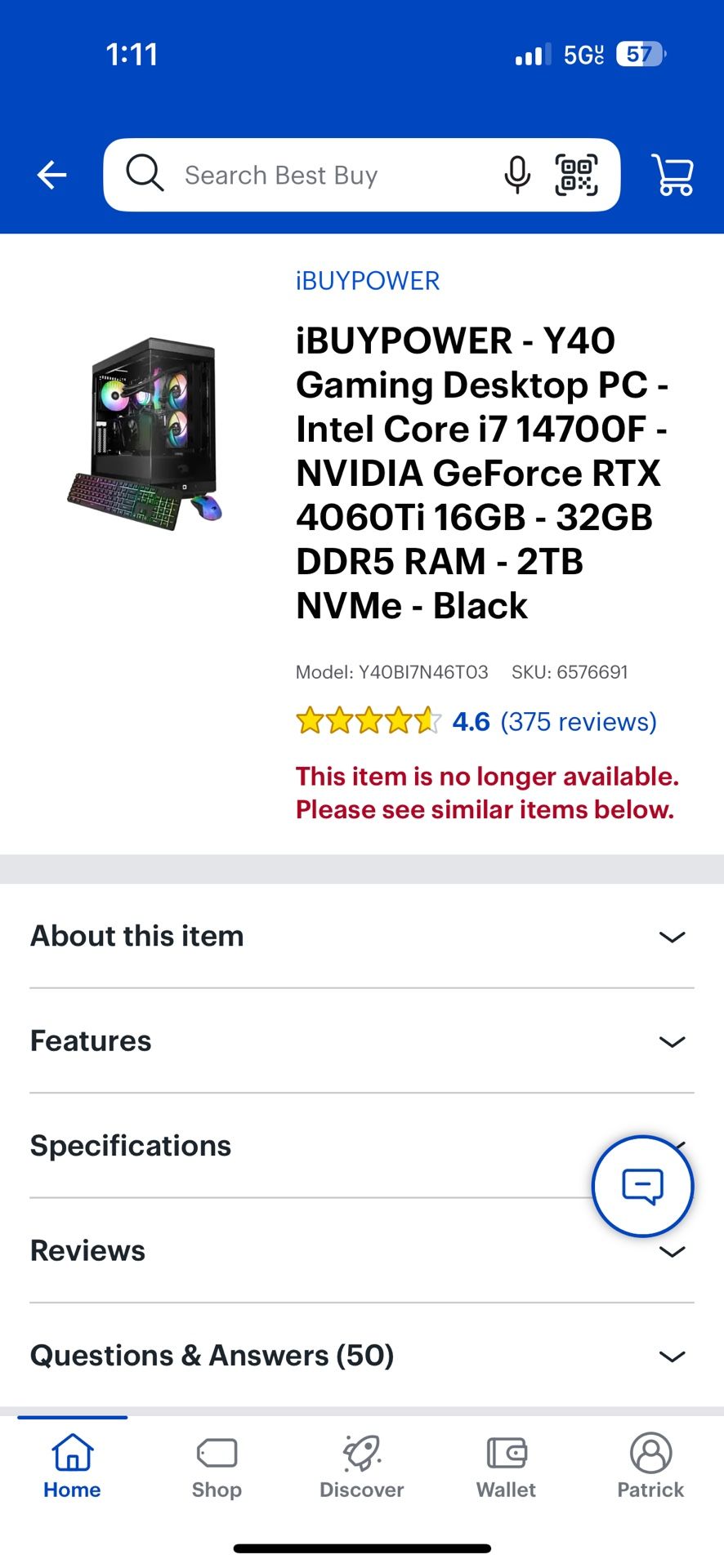 IBuyPower Gaming PC Y40