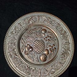 Vintage Brass Fruit Plate Made In England