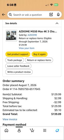 AZDOME M550 Max 4K 3 Channel Dash Cam