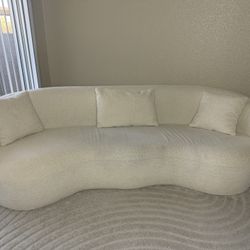 Modern Curvy Beige/White Couch 