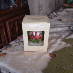 Vintage 1980 Christmas Cardinals Ornament 