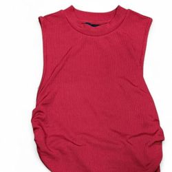 Cider Red Ribbed Knit Sleeveless Crop Top Women's Size S