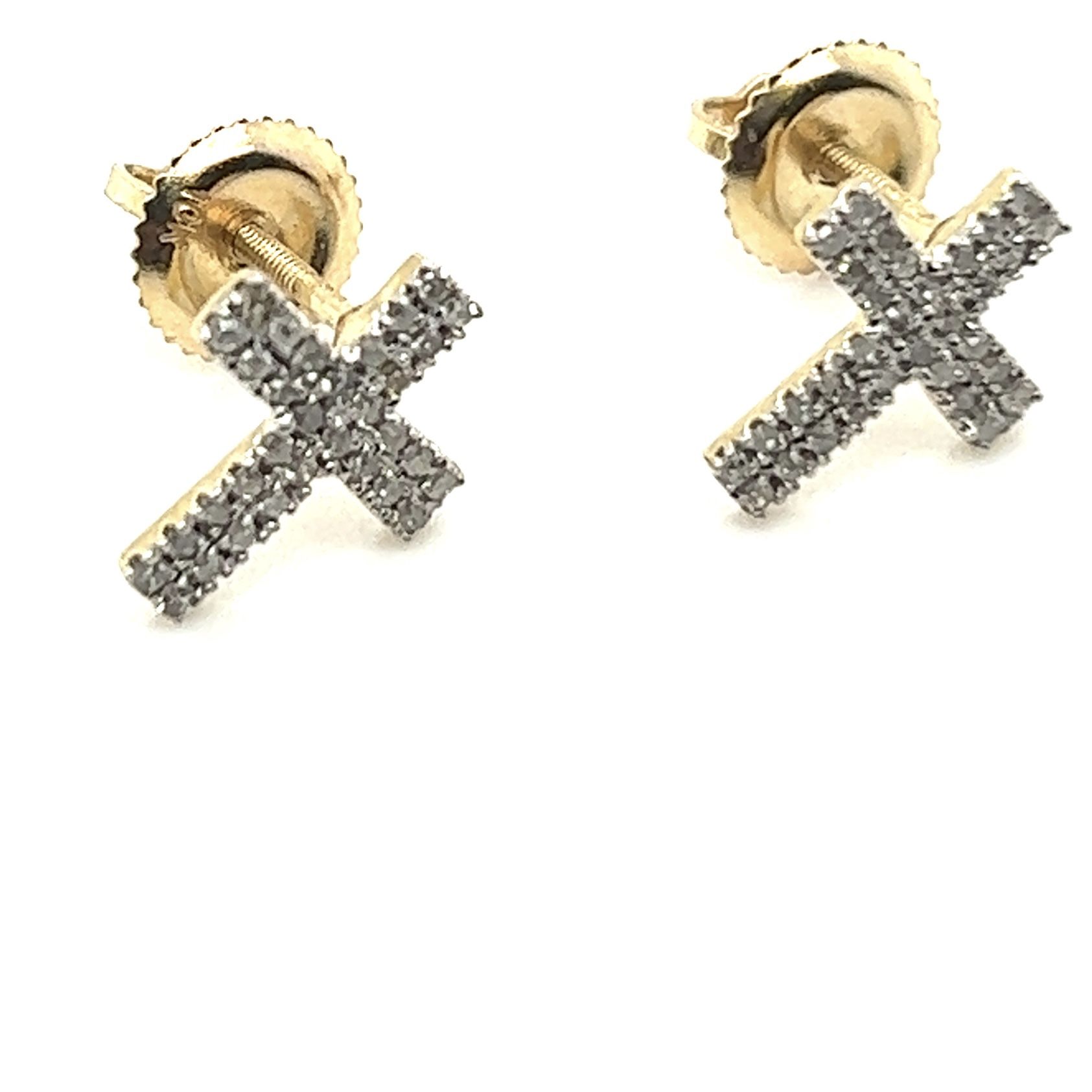 10kt Gold Diamond Cross Earrings .15ctw 153616 2