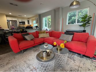 IKEA NORSBORG Large 5-Seat Modular Corner Sectional Sofa – Red