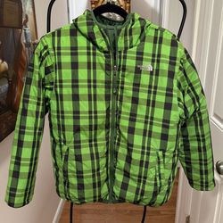 The North Face Kids BOYS Reversible Down Jacket 550FP Green SZ L (14/16)