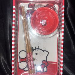 Hello Kitty Ceramic Sushi & Chopsticks Plate