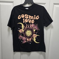 Women's Cosmic Love Black T-Shirt Small