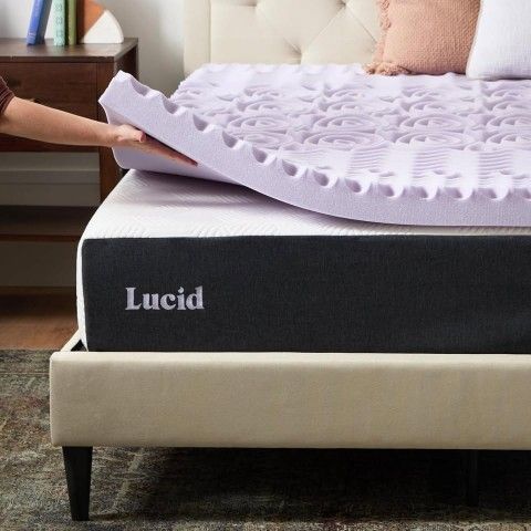 Lucid Lavender Infused 3 Inch Memory Foam Mattress Topper, TWIN size