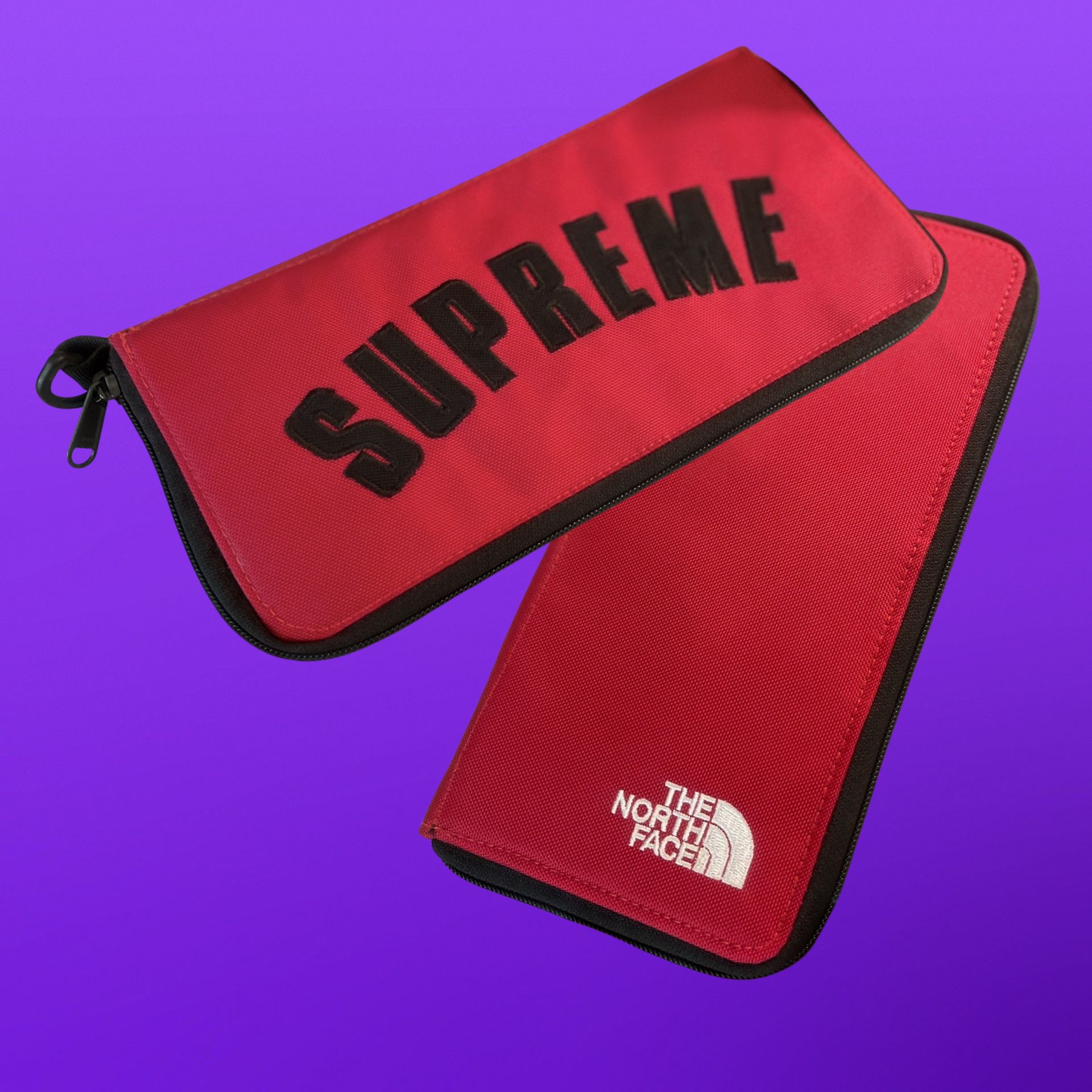 Supreme X North Face Travel Wallet In Red