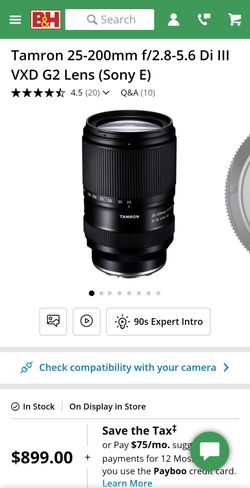 Tamron 25-200mm f/2.8-5.6 Di III VXD G2 Lens for Sony e full frame