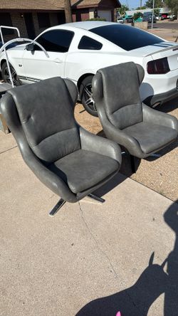 Grey Leather Swivel Chairs