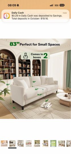 Beige White 3 Seater Couch Brand New
