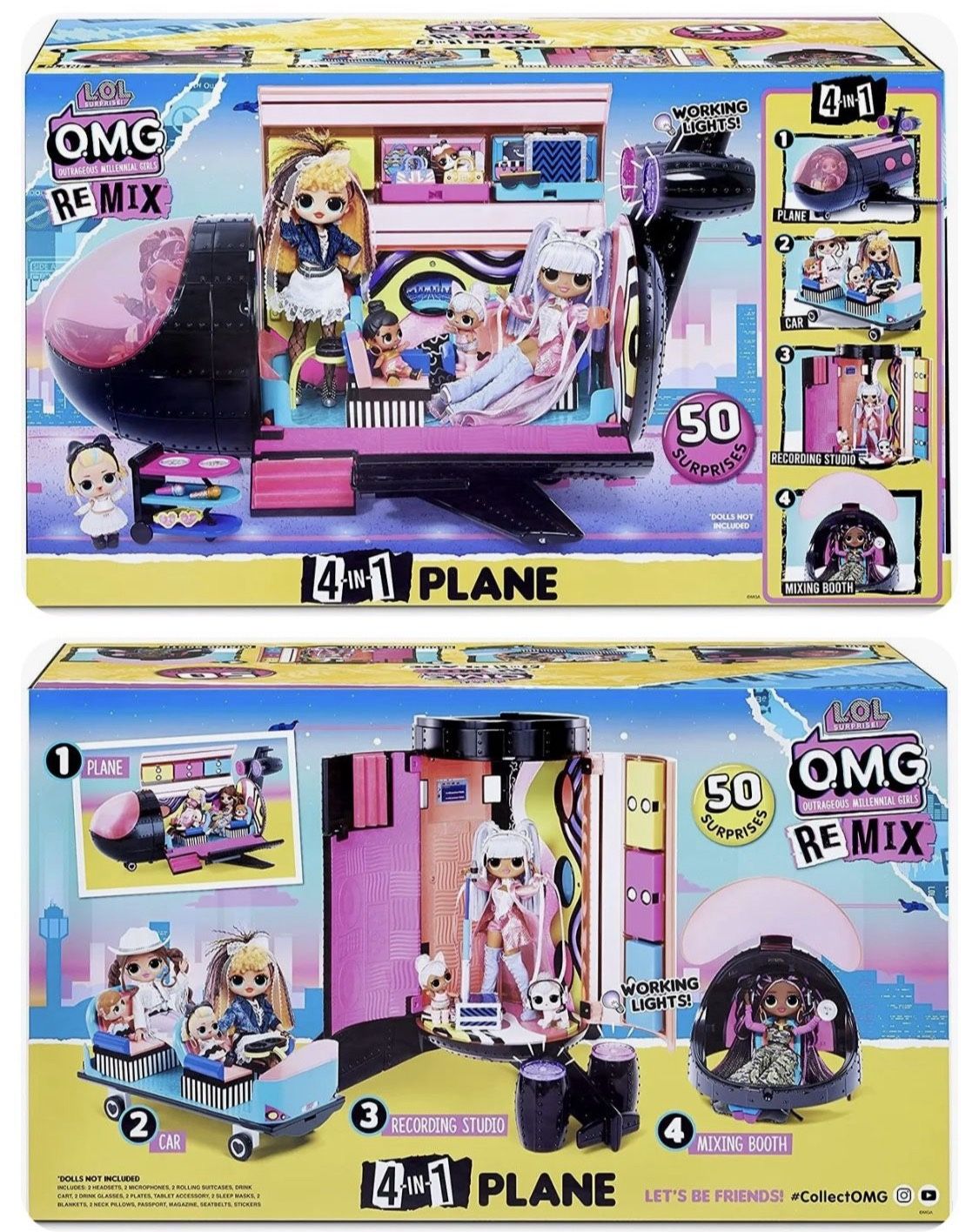 LOL Surprise OMG Remix 4 in 1 Exclusive Plane Playset Transforms 50 Surprises...