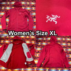 Arc'teryx Jacket Womens Size XL Red Kyanite Hoody Fleece Full Zip Stretch Hooded