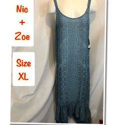 Nic + Zoe Women's Santorini Tiles Blue Dress XL
