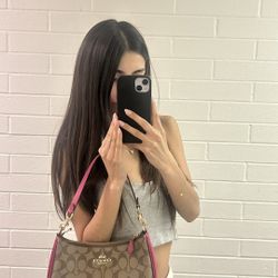 pink and brown coach purse