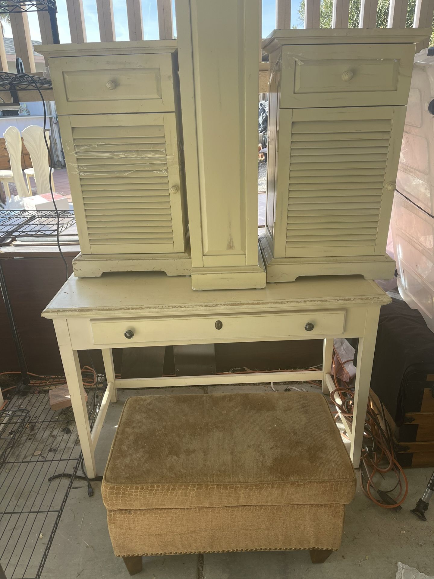 Five Piece Small Bedroom End Tables Set Cream