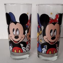 Disney Mickey Minnie Mouse Donald Duck Large Glasses Tumbler 6.5"