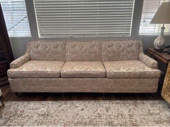 1960s Vintage Mid Century Floral Flower Patterned 3-Seater Couch Sofa