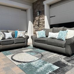 Stylish Grey Sofas Set 