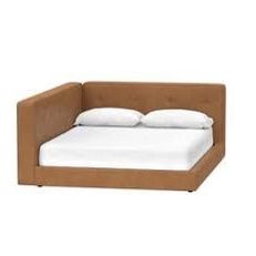 Tan Vegan Leather Corner Bed frame (Queen) CB2 Pottery Barn Teen