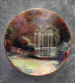 Thomas Kinkade May Lilac Gazebo Simpler Times Plate COA Bradford Exchange
