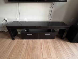 TV stand with cabinets and glass shelves