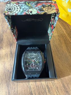 Ed Hardy Men’s Black Tonneau Watch 50782B-42-G02 - New in Box, Tags Attached