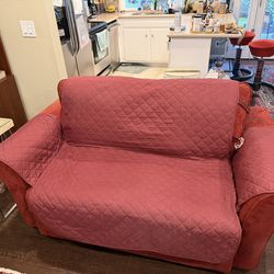 Red Microfiber Loveseat – Made in USA – Includes Seat  Cover