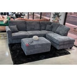 corduroy living room  3 pc sectional sofa with ottoman  - limited time offer