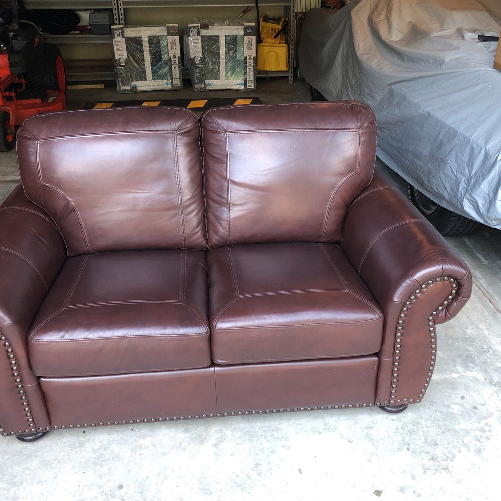 Leather loveseat