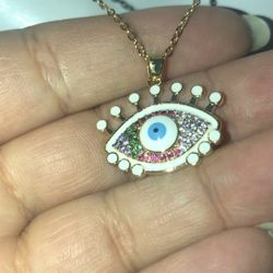 Evil Eye Gold Plated Copper Chain 
