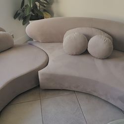 Homary Curved 3 Piece Velvet Modern Art Deco Sectional 