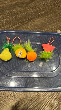 Fruit Cat Toys with Feathers Set of 4