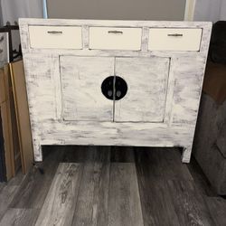 Hand Painted Antique Solid Wood Cabinet