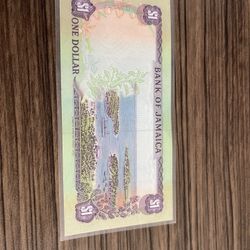 Jamaica 1 Dollar 1990 P68 Larger Guilloche Central Bank Currency Money h3803