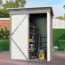 New in box 5 ft. W x 3 ft. D Metal Outdoor storage Shed, Tool Shed and Tilted Roof, with Lock Door