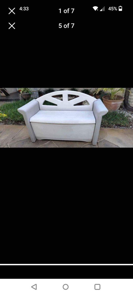 Beautiful Outdoor Furniture 32 Gal Deck Bench Storage Chair Love Seat Bin Shed Pool Balcony Lawn Garden Toy Box Spa 