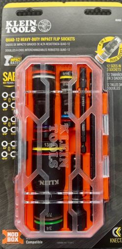 Klein Tools Quad-12 Heavy-Duty Impact Flip Socket Set