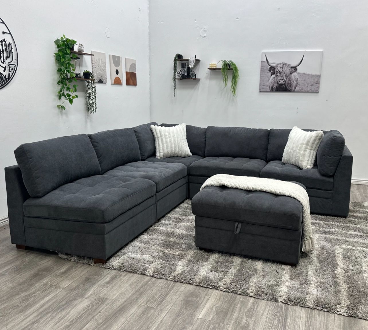 New Dark Gray Sectional Couch - Free Delivery