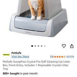 PetSafe ScoopFree Crystal Pro Self Cleaning Cat Litter Box, Front-Entry, Includes 1 Disposable Crystal Litter Tray